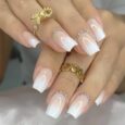 Buy White Ombre & Cream Color with Studs 24 Pieces Nail Set