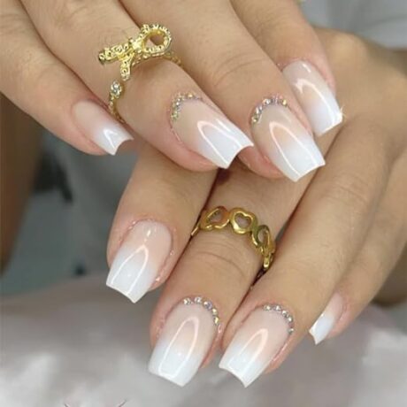 White Ombre Stone | Plain Nail Extensions