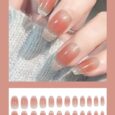 Glossy Cats Eye Artificial Pink Color Designer Stick on Nails