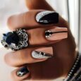 Buy Skin & Black Color Combo Fake Nails Online at Sale Price