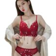 Secret Lives Padded Red Bralette Set for Women Without Rims