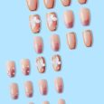 Buy Nails Online – Light Pink Color with 3D Bow & Glitter Design