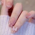 Buy Nails Online – Light Pink Color with 3D Bow & Glitter Design