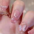 Buy Nails Online – Light Pink Color with 3D Bow & Glitter Design