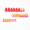 Buy Matte Mango Color with Leaves Design Reusable Fake Nail