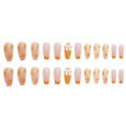 Secret Lives Glossy Reusable Artificial Translucent Yellow Color with 3D White Bow Pearls & Flower Design Press on nails 24 Pieces Set with Kit