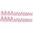 Secret Lives Glossy Reusable Artificial Nude Pink Color with White Heart & Pinkish Glitter Design Press on nails 24 Pieces Set with Kit