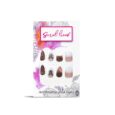 Get Artificial Dark Brown Glitter with 3D Stones Press on Nails