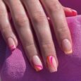 Buy Glossy Reusable Pink Orange Strips Combo Design Nails